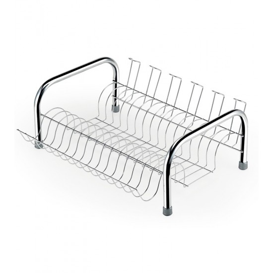 Escorredor 15 Lugares 43,3cm por 16,3cm Para Louça Pratik Com Porta Copos Cromado